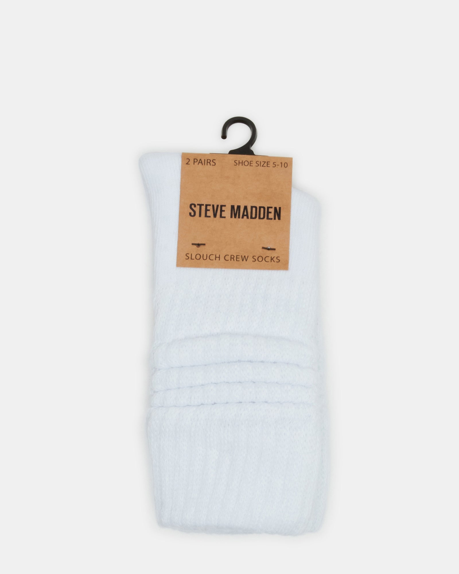2 PACK SLOUCHY CREW SOCKS WHITE