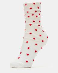 2 PACK HEART SOCKS SHEER WHITE