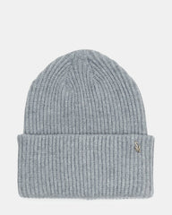 DOUBLE LAYER RIBBED KNIT BEANIE GREY