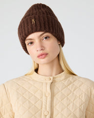 LOGO BEANIE DARK BROWN