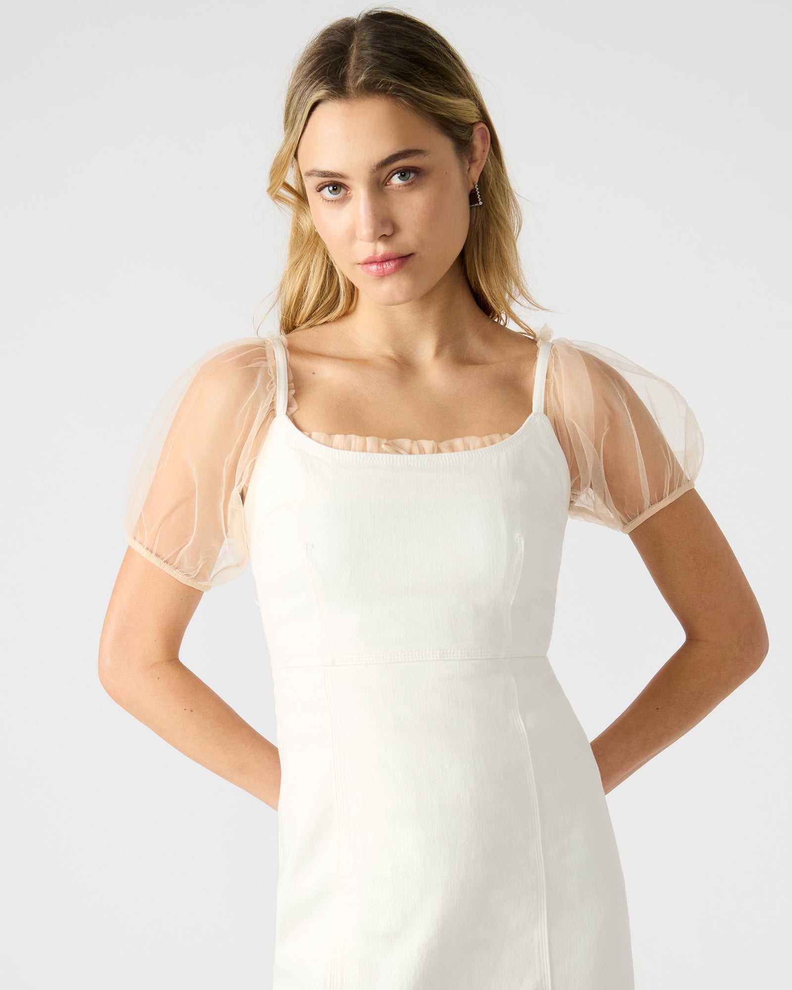 GISELLE DENIM DRESS WHITE
